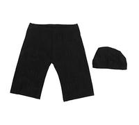 ANKROYU Men Swim Shorts and Cap Adjustable Waist Strap Quick Drying Swimming Pants Black for Water Sports Polyester Fiber Polyurethane Fibre (XXL Code)