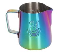ANKROYU Milk Frother Pitcher Stainless Steel 380ml Eagle Spout Multifunction Frothing Cup for Latte Coffee Cream Milk Barista Home Kitchen Use (Shiny; 3x2.6mm)