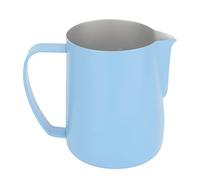 ANKROYU Milk Frothing Pitcher Stainless Steel 600ml Point Mouth Design Professional Coffee Steaming Jug for Latte Art Home Barista Use Swan Pattern Durable Heat Proof (Light Blue)