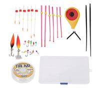 ANKROYU Mini Ice Fishing Rod Reel Combo Carbon Steel Portable Ice Fishing Pole with Top Tips Swim Jigs Hook Set Complete Lightweight Kit for Winter Fishing in Lakes Rivers (Yellow)