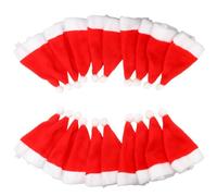 ANKROYU Mini Santa Hats Christmas Ornaments Festive DIY Crafts Decorations for Holiday Tableware Wine Bottle Decoration 20PCS Cloth