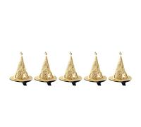 ANKROYU Mini Witch Hat Hair Pins 5pcs Cute Halloween Hair Clips Cosplay Costume Accessories Gold Cloth Hairpins for Girls Women Party Decoration