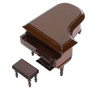 ANKROYU Miniature Piano Model Wooden Musical Instrument Handcrafted Detailed Design with Music Box Mechanism for Home Decor Living Room Desktop Decoration Gift Basswood Brown 11x14