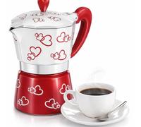 ANKROYU Moka Express Aluminium Coffee Pot, Reusable Stovetop Espresso Maker, Large Size Red Heart Design, for Home, Office & Outdoor Camping Use, Removable Concentrate Cooking Pot
