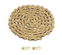 ANKROYU Mountain Bike Chain 11 Speed Gold Steel 116 Links Heat Treated Rustproof Bridge Type for Off Road and Commuting Cycling