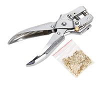 ANKROYU Multi Function Punch Pliers Professional Heavy Duty 60# Steel Electroplated Eyelet Hole Punch Tool for Leather Craft Paper Plastic Packaging Silver 170mm