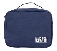 ANKROYU Multifunction Storage Bag Electronic Accessories Organizer Cable Cord USB Drive Holder Travel Case Cationic Fabric Black 24.5x18.5x10cm for Office Travel (Navy Blue)