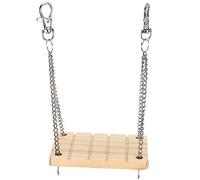 ANKROYU Natural Wood Hamster Swing Hanging Bed with Stainless Steel Chain Small Pet Cage Accessory Exercise for Dwarf Syrian Roborovski Hamsters 13x9x7cm