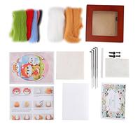 ANKROYU Needle Felting Kit Wool Felting Supplies DIY Animal Plush Doll Photo Frame Starter Kit for Beginners Family Craft Projects Wool Fiber (Strawberry Dog + cat)