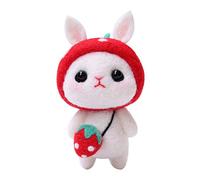 ANKROYU Needle Felting Wool Kit DIY Handmade Craft Material Package Tools For Cute Rabbit Doll Making Kids Adults Craft Lovers Wool Felt Foam Workbench 11.5 x 8.5 x 3cm (Rabbit and strawberry)