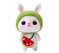 ANKROYU Needle Felting Wool Kit DIY Handmade Craft Material Package Tools For Cute Rabbit Doll Making Kids Adults Craft Lovers Wool Felt Foam Workbench 11.5 x 8.5 x 3cm (Little rabbit melon)