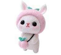 ANKROYU Needle Felting Wool Kit DIY Handmade Craft Material Package Tools For Cute Rabbit Doll Making Kids Adults Craft Lovers Wool Felt Foam Workbench 11.5 x 8.5 x 3cm (Little rabbit peach)