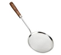 ANKROYU Oil Colander Fine Mesh Strainer Spoon Long Handle Grease Gravy Foam Filter High Efficiency Durable Stainless Steel Kitchen Tool for Home Cooking (Large: Approx. 17.6x16.2x15cm /