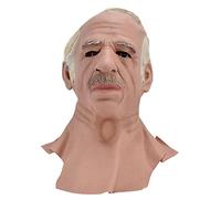 ANKROYU Old Man Scary Halloween Latex Human Face Head Cover Costume Party Cosplay Props Highly Realistic Wrinkle Details Handmade One Size Fits Most Adults for Halloween Parties Ha
