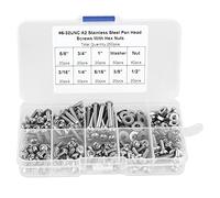 ANKROYU Pan Head Screws Set, 304 Stainless Steel Screws Assortment Kit, High Strength Pan Head Machine Screws, Stainless Steel Machine Screws for Amateurs (250pcs #6-32UNC)