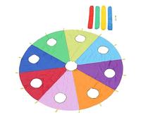 ANKROYU Parachute Game with 4 Inflatable Sticks for Outdoor Playground Activities Bright Color Play Parachute for Group Games Teamwork Building Educational Durable Polyester Fabric