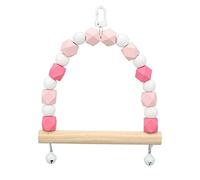 ANKROYU Parrot Hanging Swing Toy Colorful Wooden Beads with Bell Birds Balance Improvement Toy for Small Parakeets Cockatiels Conures Macaws Parrots Finches Pine Material 14.5 x 13cm