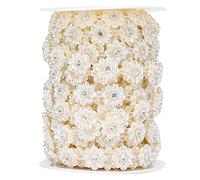 ANKROYU Pearl Rhinestones DIY Jewellery Accessories Sparkling ABS Plastic Double Row Beads Adjustable Pearl Trim for Wedding Dresses Clothing Decorations and Handcrafts (1 Piece)