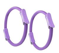 ANKROYU Pilates Ring Yoga Circle Fitness Wheel Double Handled Exercise Equipment for Home Gym Workouts Body Shaping PP EVA Foam Material 38cm Diameter 2 Pieces Set (Purple)