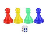 ANKROYU Plastic Colorful Chess Pieces Pawn Set Exquisite Game Accessories for Board Card Games Indoor Outdoor Family Fun 4 Pieces 1 Dice 3.2cm Height