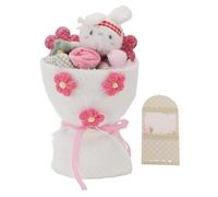 ANKROYU Plush Bouquet Cute Rabbit Figure Stuffed Doll Soft Comfortable Unique Gift for Birthday Valentine Day Wedding Mom Wife Girlfriend Daughter Home Decoration 18x31cm (White)