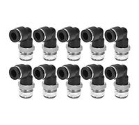 ANKROYU Pneumatic Connectors L Shape Right Angle 10Pcs External Thread Quick Connect Air Fittings for Automation Equipment PVC Material High Pressure 1.2Mpa Durable Tube Fittings (6-01)
