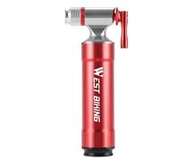 ANKROYU Premium Aluminum Alloy CO2 Pump Bike Tire Inflator with Control Knob and Pressure Gauge for Road Bikes and Mountain Bikes Black or Red (Red)