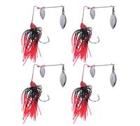 ANKROYU Premium Fishing Rotating Sequin Lures 4pcs Set Aluminum Alloy Composite Beard Bait with 3D Vivid Eyes High Radiance Design for Offshore Saltwater Freshwater Angling (Red)