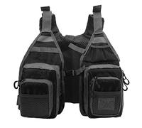 ANKROYU Premium Fishing Vest Polyester Black Adjustable Shoulder Strap Multiple Pockets For Kayaking Canoe Outdoor Activities Free Size Lightweight Durable
