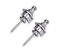 ANKROYU Premium Guitar Strap Locks Heavy Duty Metal Secure Locking System for Electric Acoustic Guitars Anti Slip Black Gold Silver 2 Pack (Silver)