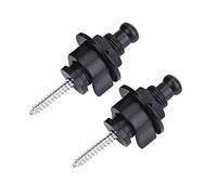 ANKROYU Premium Guitar Strap Locks Heavy Duty Metal Secure Locking System for Electric Acoustic Guitars Anti Slip Black Gold Silver 2 Pack (Black)