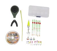 ANKROYU Premium Ice Fishing Rod Kit Portable Durable Ice Fishing Pole Combo with Sharp Hooks 100m Fishing Line Storage Box for Winter Fishing in Lakes Rivers (Green)