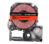 ANKROYU Premium PET Label Tape Replacement Durable Oil Alcohol Scratch Label Maker Refill Rolls for LW Series KingJIM SR230C SR530C SR550C Transparent 18mm 8m Length (18mm red Background with Black