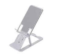 ANKROYU Premium Phone Stand Aluminum Alloy Foldable Portable with 7 Angle Adjustments Ergonomic Design Non Slip Silicone Base Universal Tablet Holder for Office Home Desk Use (Silver)