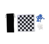 ANKROYU Premium Plastic Chess Set 32 Pieces with Foldable Chessboard Travel Friendly Complete Chessmen for Adults Family Game Night PS Material Durable Pieces (Blue and White)