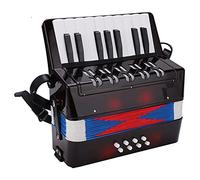 ANKROYU Professional 17 Key 8 Bass Piano Accordion Musical Instrument for Beginners Students with ABS Plastic Body Leather Strap Black Color 22x23x11cm Educational Rhythm Training