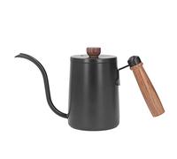 ANKROYU Professional 600ml 20oz Gooseneck Pour Over Coffee Kettle with Beech Wood Handle Precise Water Flow Control for Home Baristas and Coffee Shops Stainless Steel Tea Pot (Black)