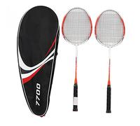 ANKROYU Professional Badminton Rackets Set 2PCS Carbon Alloy Lightweight Racquets with Anti Shock Handle and Enhanced Sweet Spot for Outdoor Indoor Sports Adults Orange Red 670mm