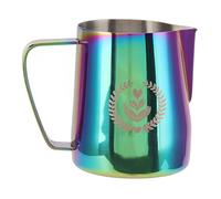 ANKROYU Professional Coffee Art Cup 350ml Stainless Steel Milk Frothing Jug with Pointed Mouth Large Handle for Home Baristas and Coffee Shops (Shiny; 3x2.6mm)
