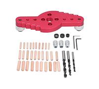 ANKROYU Professional Dowelling Drill Guide Kit Heavy Duty Woodworking Tools with Drill Bits and Locator Jig for Precision Drilling and Carpentry Projects Aluminum Alloy Constructio (42pcs)