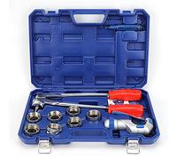 ANKROYU Professional Manual Tube Expander Pipe Flaring Tool Heavy Duty Tubing Expanding Kit with 7PCS Expander Heads for Copper Aluminum Pipes 10mm to 28mm CT 100A Model