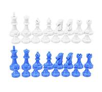 ANKROYU Professional Medieval Style Chess Set 32 Pieces King 49mm Height Durable Plastic Chessmen for Tournament Home Club Blue White Competition Chess Pieces