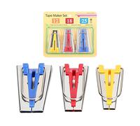 ANKROYU Professional Stainless Steel Bias Tape Maker Set 3Pcs 12mm 18mm 25mm Hemming Sewing Quilting Tools for DIY Craft Clothing Bag Making Yellow Red Blue