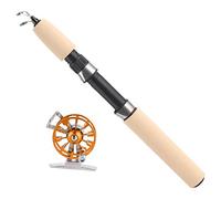 ANKROYU Professional Telescopic Fishing Rod and Reel Set Carbon Fiber Lightweight Ice Fishing Pole with Smooth Ceramic Guide for Winter Fishing and Freshwater Angling (Gold)