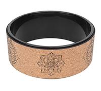 ANKROYU Professional Yoga Wheel PU Rubber High Density Flexible Gym Equipment for Back Stretching Fitness Training Bodybuilding Black or Wood Grain Design (Black inner ring)