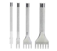 ANKROYU Prong Punch Tool Professional Grade High Speed Steel Lacing Chisel Set Leather Hole Punch Kit for Leather Crafting Industrial Use 3mm Spacing 4 Piece Set (1+2+4+6 Tooth Set)