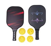 ANKROYU Racket Set Professional Glass Fibre Paddle Polymer Core Racket with 4 Balls and Storage Bag for Beginners and Advanced Players Lightweight Durable 15.6x7.9 Inches