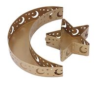 ANKROYU Ramadan Dessert Tray Moon Star Stainless Steel Eid Serving Tableware Decor for Islam Muslim Party Home Bar Coffee Shop Restaurant Kitchen Dining Room 2 Pieces Set