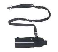 ANKROYU Reflective Adjustable Waist Dog Leash with Zipper Pouch Hands Free Running Walking Training Elastic Rope for Large Small Dogs Men Women Durable Nylon Material (Black)