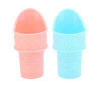 ANKROYU Reusable Ice Cream Cone Scoop Premium PP Material Dishwasher Safe Fun Ice Cream Holder for Kids Party Favors Summer Treats Pink Blue 2PCS